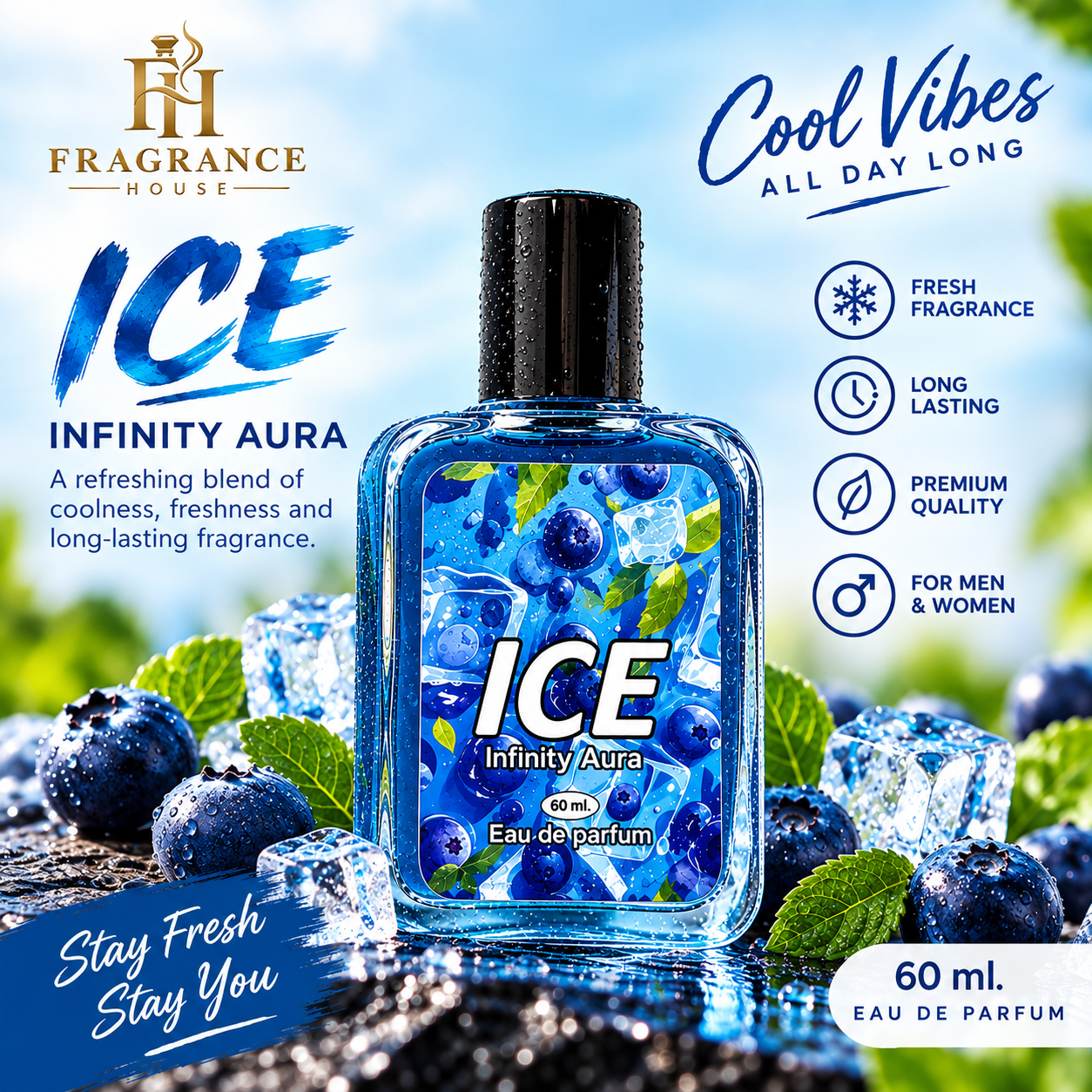 Buy ICE Infinity Aura Eau de Perfume Original Cologne for Men with Unique Scent Formula 50ml Perfume, Long Lasting