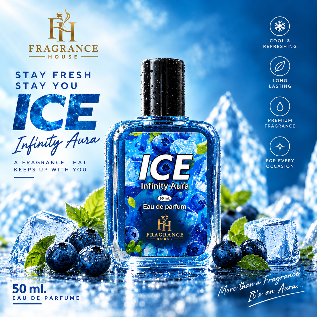 Buy ICE Infinity Aura Eau de Perfume Original Cologne for Men with Unique Scent Formula 50ml Perfume, Long Lasting